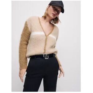 Maje Maldy Mohair Colorblock Cardigan. Size 3 Large